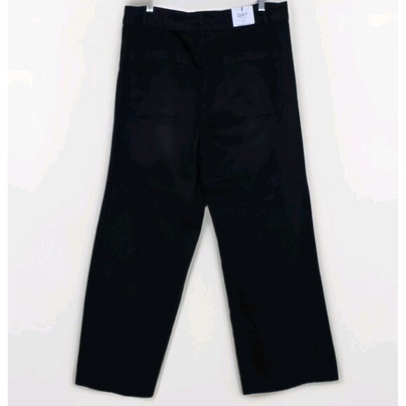 Oat New York Jean Women 18W Black Wide Leg High Rise Raw Hem Stretch GrungeGoth - Picture 2 of 16